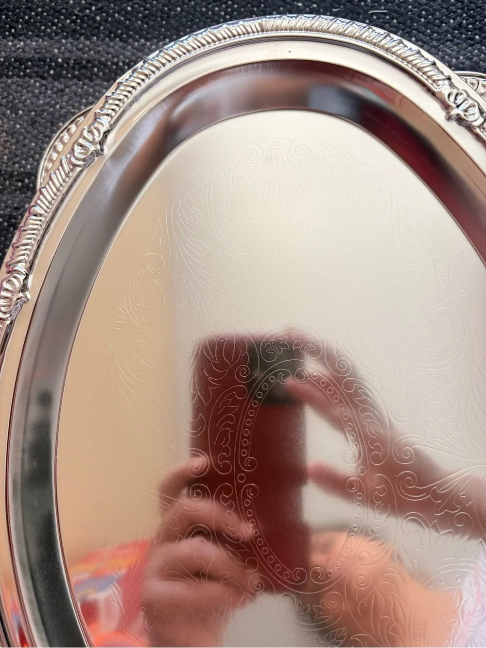 Silver Decorative Oval Serving Tray - Elegant Home Bath Accent